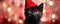 A black kitten in a red wizard\\\'s cap celebrates the New Year