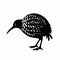 Black Kiwi Bird Silhouette On White Background - Don Blanding Style