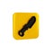 Black Knife icon isolated on transparent background. Cutlery symbol. Yellow square button.