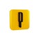 Black Knife icon isolated on transparent background. Cutlery symbol. Yellow square button.