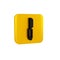 Black Knife icon isolated on transparent background. Cutlery symbol. Yellow square button.