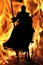Black Knight on a horse on a flame background