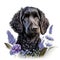 Black Labradoodle Puppy - Watercolor Illustration on White Background AI Generated Generative AI