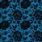 Black lace flower on blue