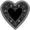 Black Lace Heart Doily on White Background