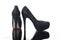 Black Lace-up Pointed High Heels Women`s Platform Shoes