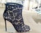 Black lace women peep toe bootie