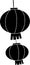 black lampion silhouette or flat lantern illustration of lamp logo chinese for festival with holiday icon and religion shape