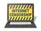 Black laptop with INTERNET CENSORSHIP sign on screen 3D