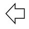 Black large left or backwards pointing arrow icon sketched as vector symbol