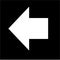 Black large reverse or left pointing solid arrow icon sketched as vector symbol