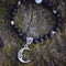 Black lava stone moon pendant bracelet