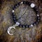 Black lava stone moon pendant bracelet