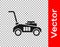 Black Lawn mower icon isolated on transparent background. Lawn mower cutting grass. Vector Illustration