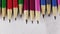 Black lead pencils lie in a row