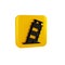 Black Leaning tower in Pisa icon isolated on transparent background. Italy symbol. Yellow square button.