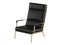 Black leather armchair with high backrest on a white background 3d rendering