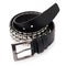 Black leather belt isolated. Accessory for rock culture