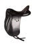Black leather premium dressage saddle isolated