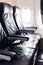 Black leather seats for passenger in economy class cabin and the