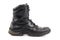 black leather used clean civillian men 8-inch ankle boot, isolated on white