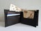 black leather wallet with russian banknotes and white background