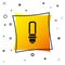 Black LED light bulb icon isolated on white background. Economical LED illuminated lightbulb. Save energy lamp. Yellow