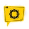 Black Lifebuoy icon isolated on white background. Lifebelt symbol. Yellow speech bubble symbol. Vector Illustration.