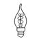Black lightbulb icon on a white background. Isolated object. Baby doodle style. Hand made black sketch. Vector