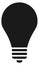 Black lightbulb silhouette. Lamp icon. Idea symbol