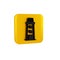 Black Lighthouse icon isolated on transparent background. Yellow square button.