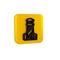 Black Lighthouse icon isolated on transparent background. Yellow square button.