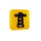 Black Lighthouse icon isolated on transparent background. Yellow square button.