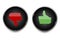 Black like dislike buttons on white background. Social media concept. Vector sign. Stock image
