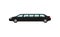 Black limousine. Airport limo service. Large, luxurious automobile. Luxury vehicle. Transportation theme. Flat vector