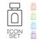 Black line Aftershave icon isolated on white background. Cologne spray icon. Male perfume bottle. Set icons colorful