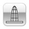 Black line Agbar tower icon isolated on white background. Barcelona, Spain. Silver square button. Vector