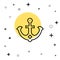 Black line Anchor icon isolated on white background. Random dynamic shapes. Vector