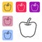 Black line Apple icon isolated Black line background. Excess weight. Healthy diet menu. Fitness diet apple. Set icons in