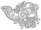 Black line art ornate flower design, ukrainian