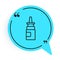 Black line Bottle nasal spray icon isolated on white background. Blue speech bubble symbol. Vector