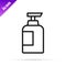 Black line Bottle of shampoo icon isolated on white background. Vector