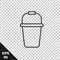 Black line Bucket icon isolated on transparent background. Vector