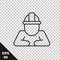 Black line Builder icon isolated on transparent background. Construction worker. Vector