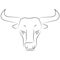 Black line bull head on white background. Hand drawing vector. S