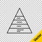 Black line Business pyramid chart infographics icon isolated on transparent background. Pyramidal stages graph elements