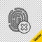 Black line Cancelled fingerprint icon isolated on transparent background. Access denied for user concept. Error, fraud