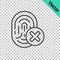 Black line Cancelled fingerprint icon isolated on transparent background. Access denied for user concept. Error, fraud
