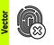 Black line Cancelled fingerprint icon isolated on white background. Access denied for user concept. Error, fraud