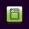 Black line Canister for gasoline icon isolated on black background. Diesel gas icon. Green square button. Vector